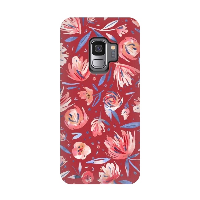 Galaxy S9 StrongFit Festival Red Peonies by Ninola Design