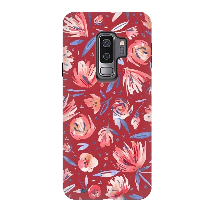 Galaxy S9 plus StrongFit Festival Red Peonies by Ninola Design