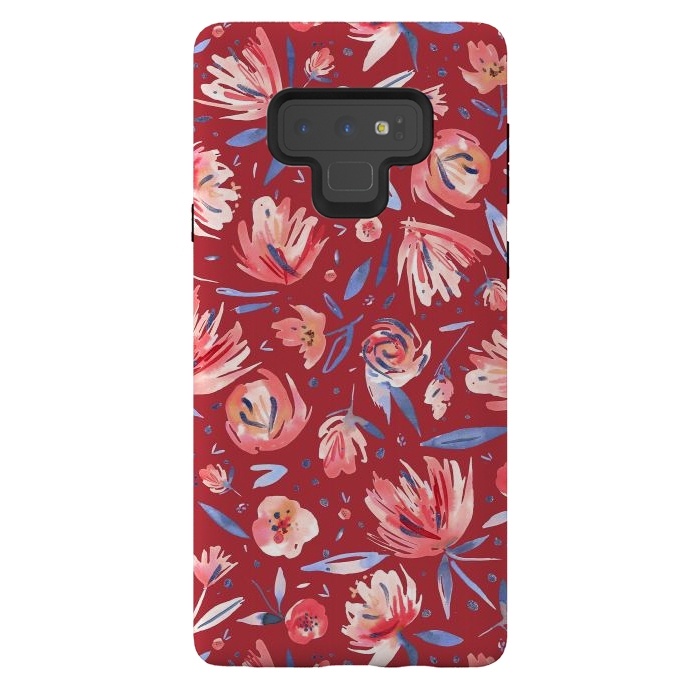 Galaxy Note 9 StrongFit Festival Red Peonies by Ninola Design