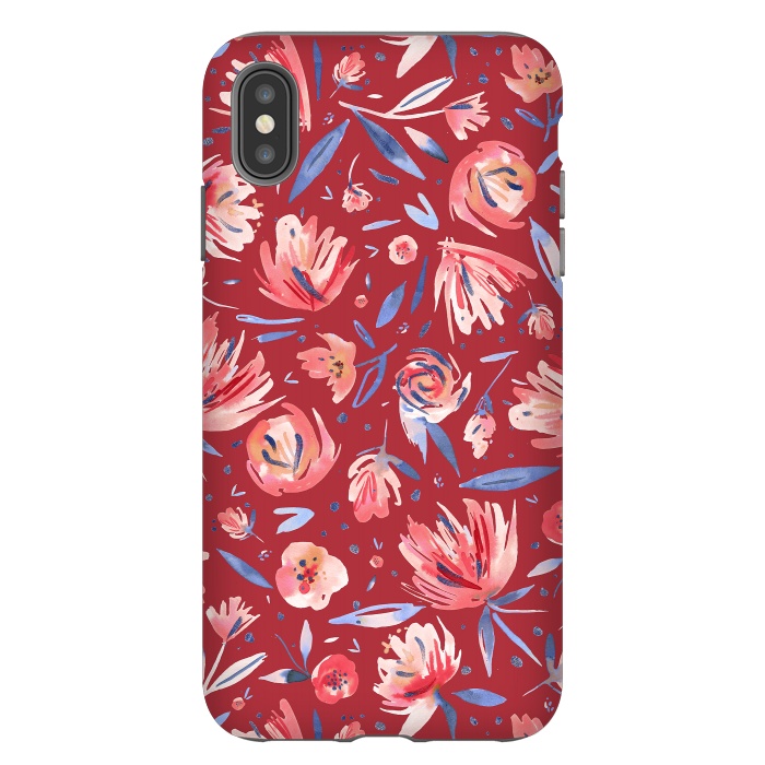 iPhone Xs Max StrongFit Festival Red Peonies by Ninola Design