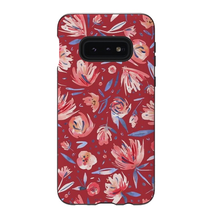 Galaxy S10e StrongFit Festival Red Peonies by Ninola Design
