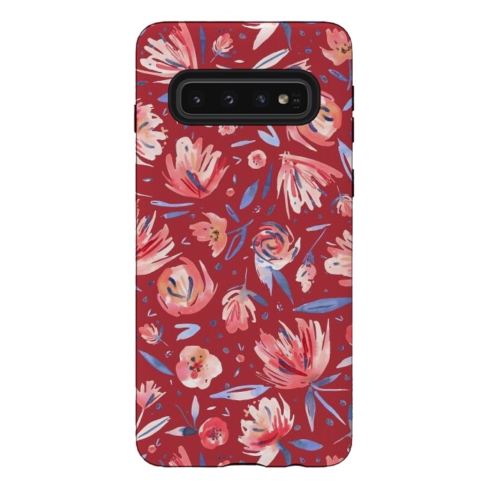 Galaxy S10 StrongFit Festival Red Peonies by Ninola Design