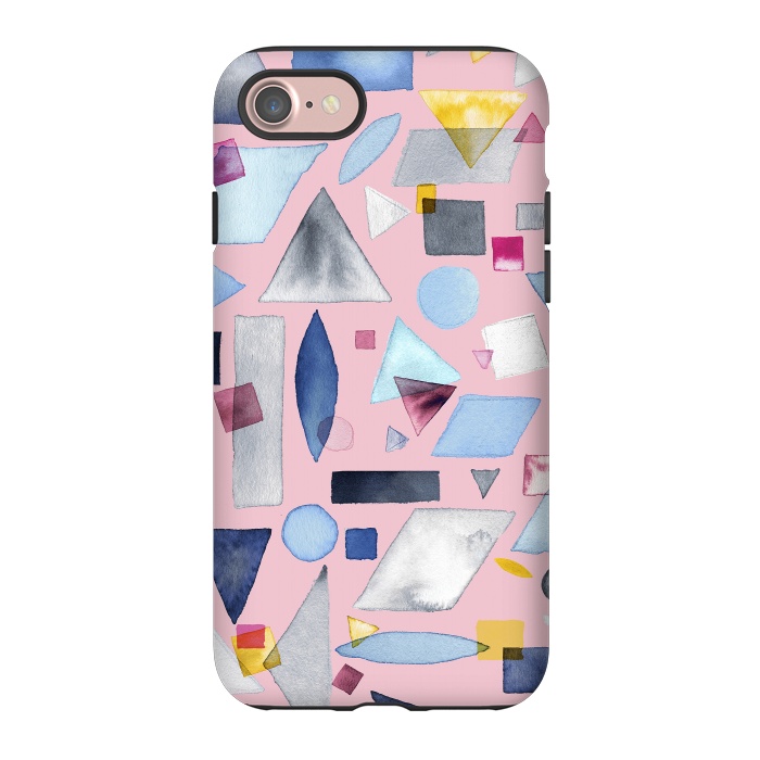 iPhone 7 StrongFit Geometric Pieces Pink by Ninola Design