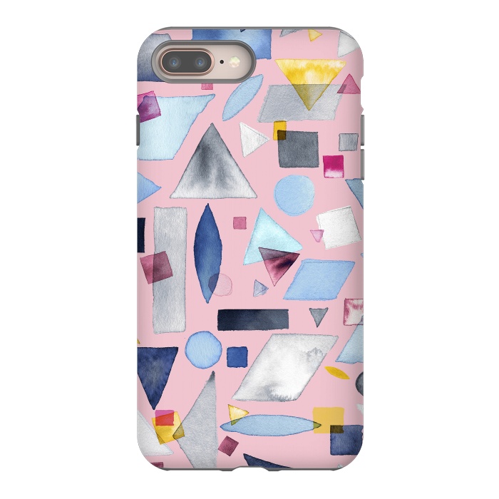 iPhone 7 plus StrongFit Geometric Pieces Pink by Ninola Design