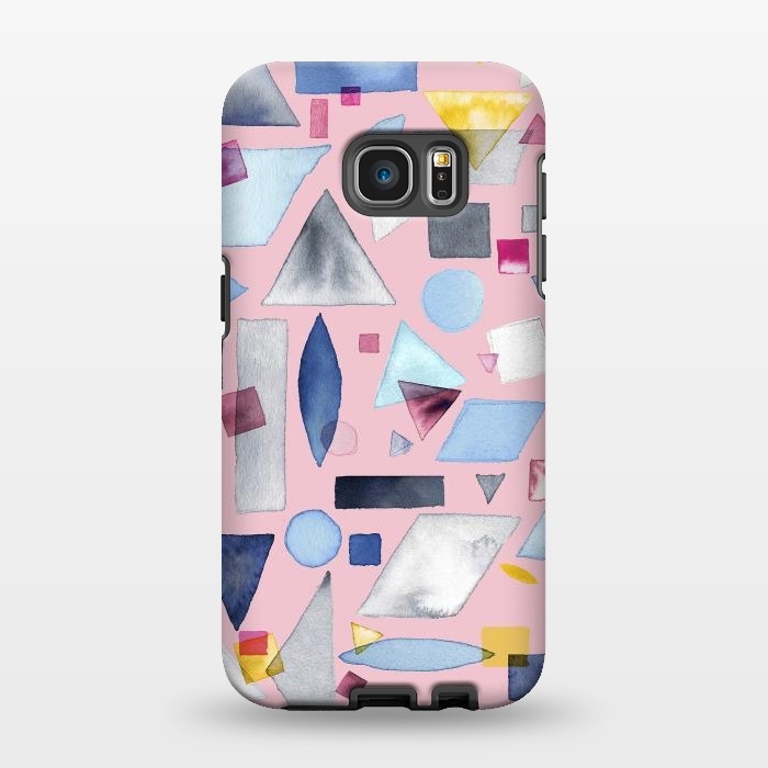 Galaxy S7 EDGE StrongFit Geometric Pieces Pink by Ninola Design