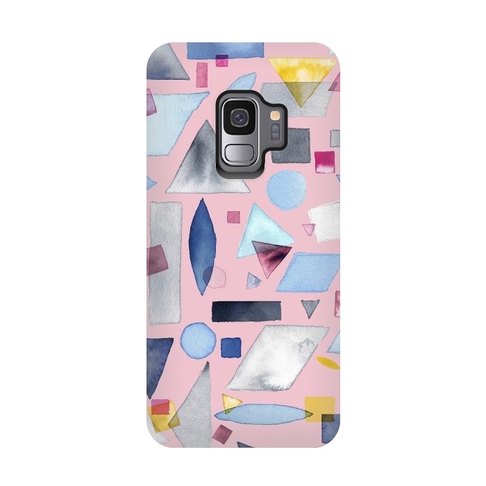 Galaxy S9 StrongFit Geometric Pieces Pink by Ninola Design