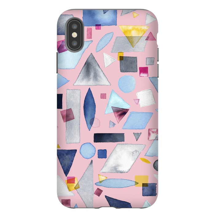 iPhone Xs Max StrongFit Geometric Pieces Pink by Ninola Design