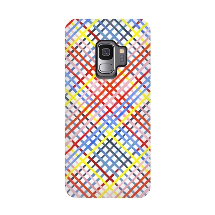 Galaxy S9 StrongFit Gingham Vichy Multicolored by Ninola Design