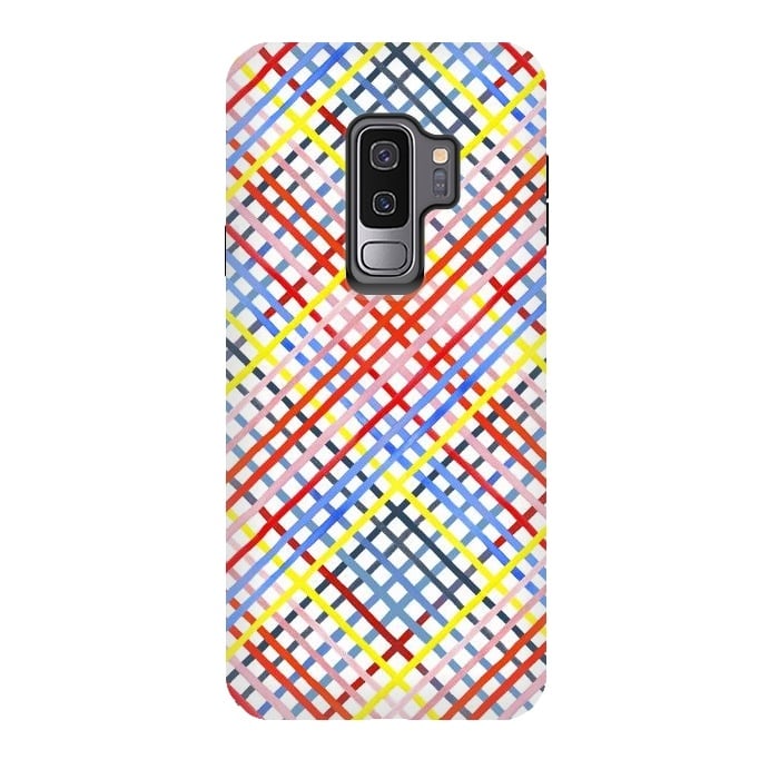 Galaxy S9 plus StrongFit Gingham Vichy Multicolored by Ninola Design