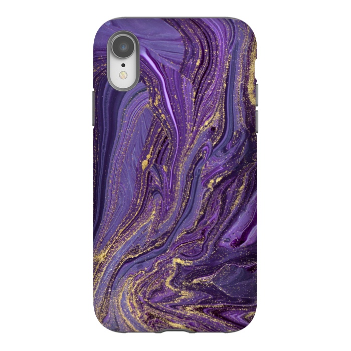 iPhone Xr StrongFit Purple and Gold Marble by ArtsCase