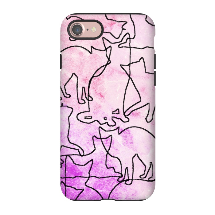 iPhone 7 StrongFit Line art tangled cats by Oana 