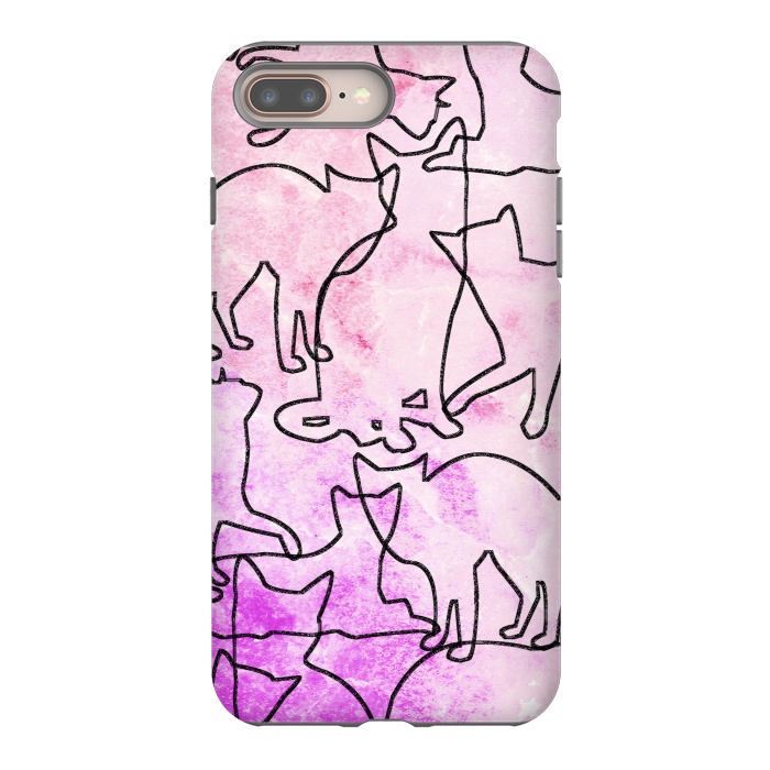 iPhone 7 plus StrongFit Line art tangled cats by Oana 
