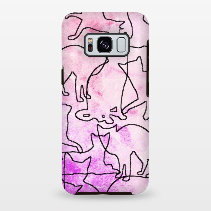 Galaxy S8 plus StrongFit Line art tangled cats by Oana 
