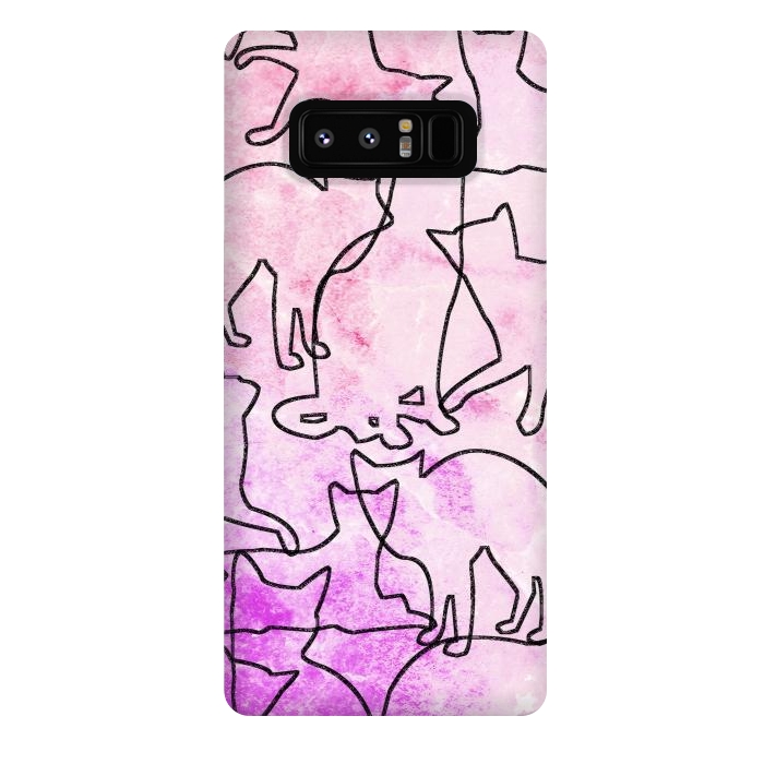 Galaxy Note 8 StrongFit Line art tangled cats by Oana 