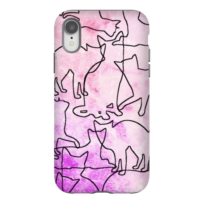 iPhone Xr StrongFit Line art tangled cats by Oana 
