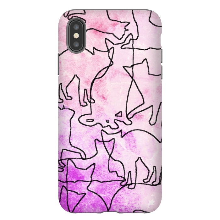 iPhone Xs Max StrongFit Line art tangled cats by Oana 
