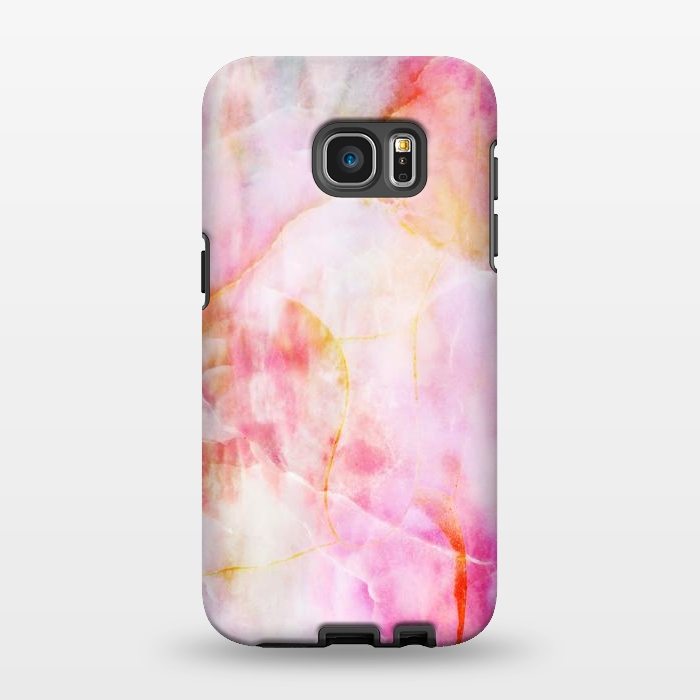 Galaxy S7 EDGE StrongFit Watercolor painted pink marble by Oana 