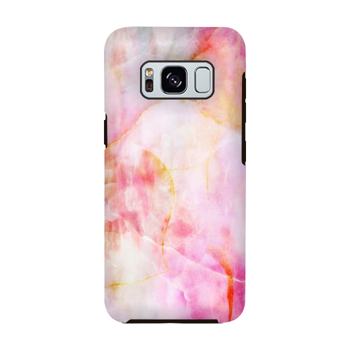 Galaxy S8 StrongFit Watercolor painted pink marble by Oana 