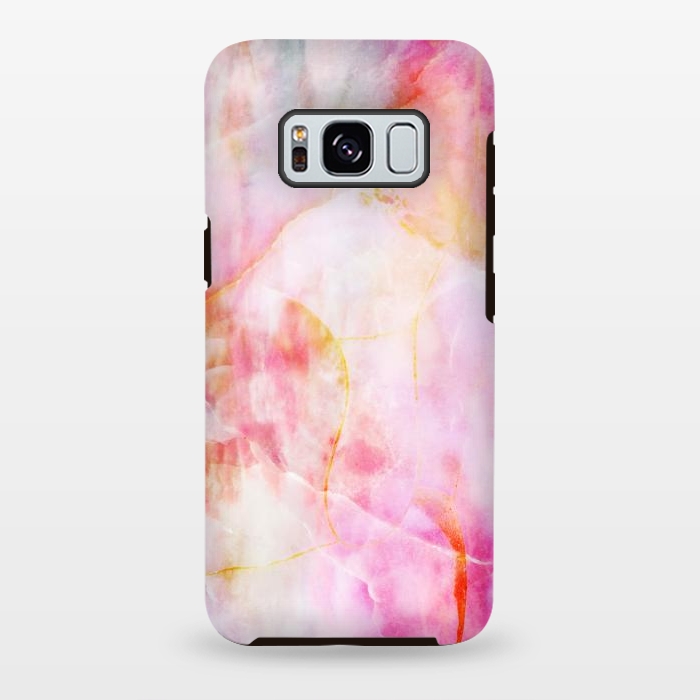 Galaxy S8 plus StrongFit Watercolor painted pink marble by Oana 