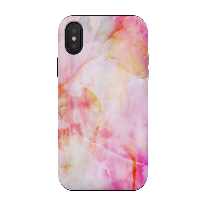 iPhone Xs / X StrongFit Watercolor painted pink marble by Oana 