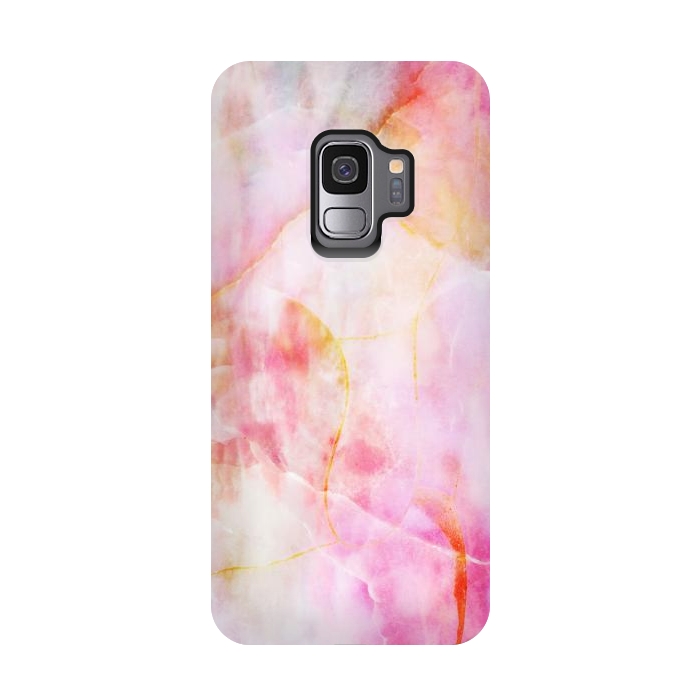 Galaxy S9 StrongFit Watercolor painted pink marble by Oana 