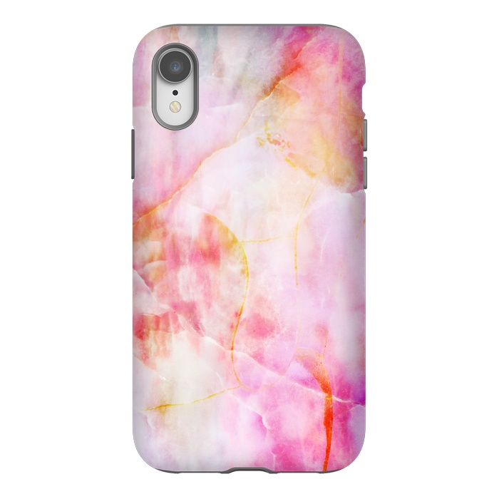 iPhone Xr StrongFit Watercolor painted pink marble by Oana 
