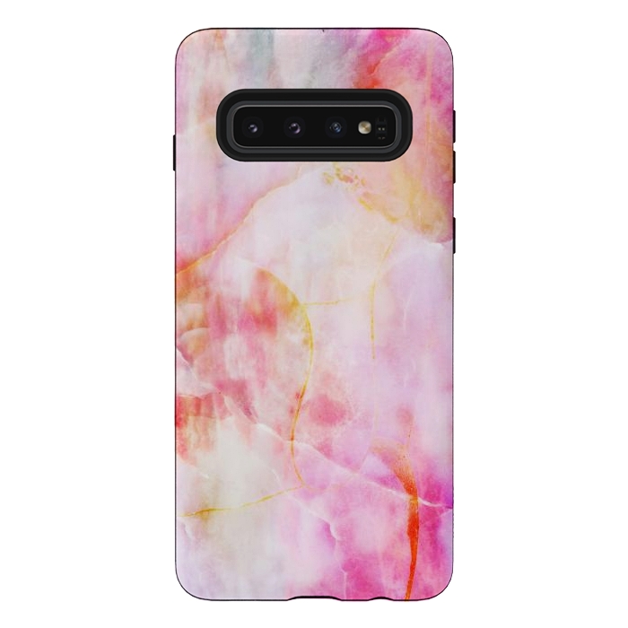 Galaxy S10 StrongFit Watercolor painted pink marble by Oana 