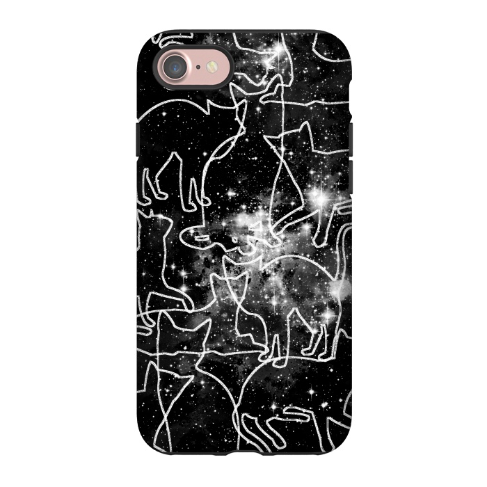 iPhone 7 StrongFit Cats in space astrology minimal pattern by Oana 
