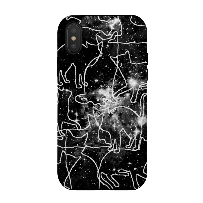 iPhone Xs / X StrongFit Cats in space astrology minimal pattern by Oana 