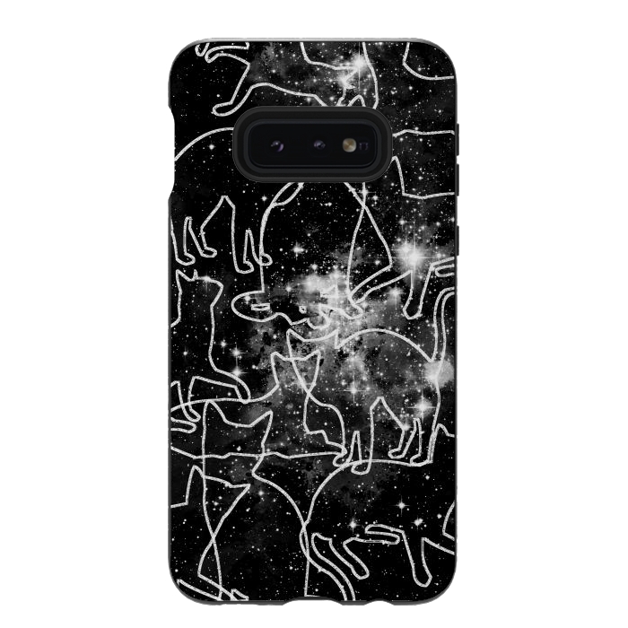Galaxy S10e StrongFit Cats in space astrology minimal pattern by Oana 