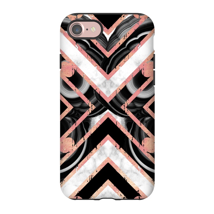 iPhone 7 StrongFit Monochrome geometric marble tiles with golden contour by Oana 