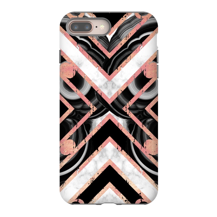 iPhone 7 plus StrongFit Monochrome geometric marble tiles with golden contour by Oana 