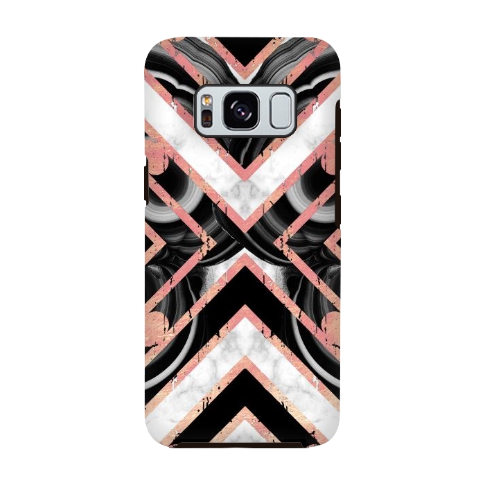Galaxy S8 StrongFit Monochrome geometric marble tiles with golden contour by Oana 