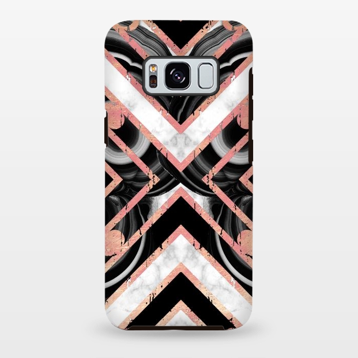 Galaxy S8 plus StrongFit Monochrome geometric marble tiles with golden contour by Oana 