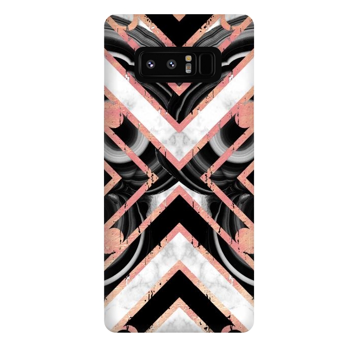 Galaxy Note 8 StrongFit Monochrome geometric marble tiles with golden contour by Oana 
