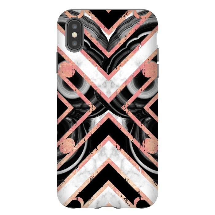 iPhone Xs Max StrongFit Monochrome geometric marble tiles with golden contour by Oana 