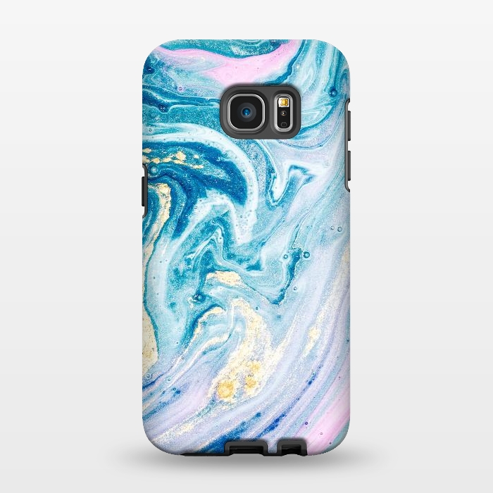 Galaxy S7 EDGE StrongFit Pink and Blue Marble by ArtsCase