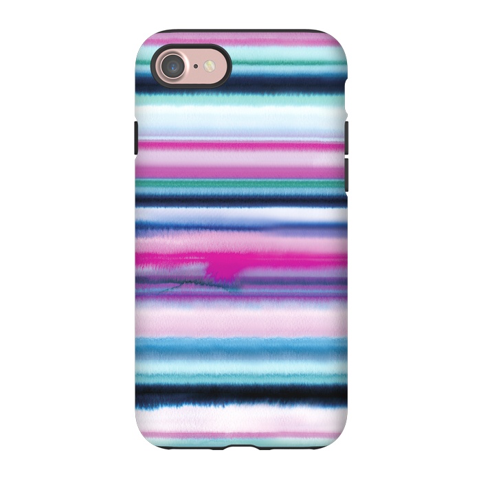 iPhone 7 StrongFit Ombre Stripes Watercolor Pink by Ninola Design