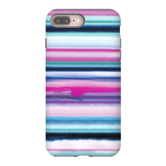 iPhone 7 plus StrongFit Ombre Stripes Watercolor Pink by Ninola Design