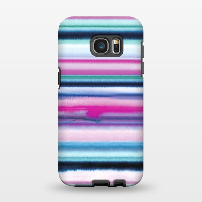 Galaxy S7 EDGE StrongFit Ombre Stripes Watercolor Pink by Ninola Design