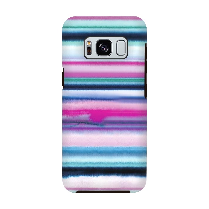 Galaxy S8 StrongFit Ombre Stripes Watercolor Pink by Ninola Design