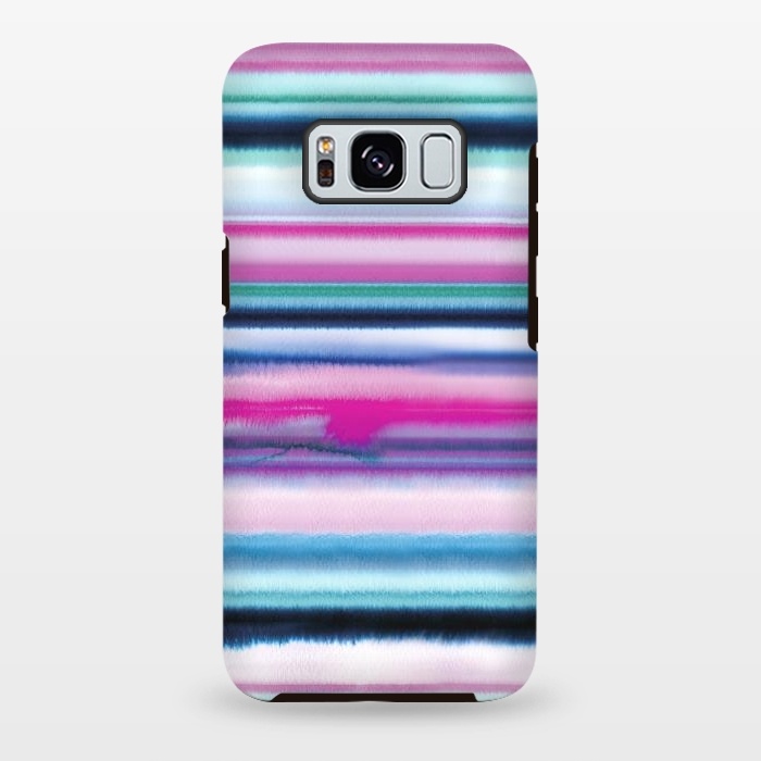 Galaxy S8 plus StrongFit Ombre Stripes Watercolor Pink by Ninola Design