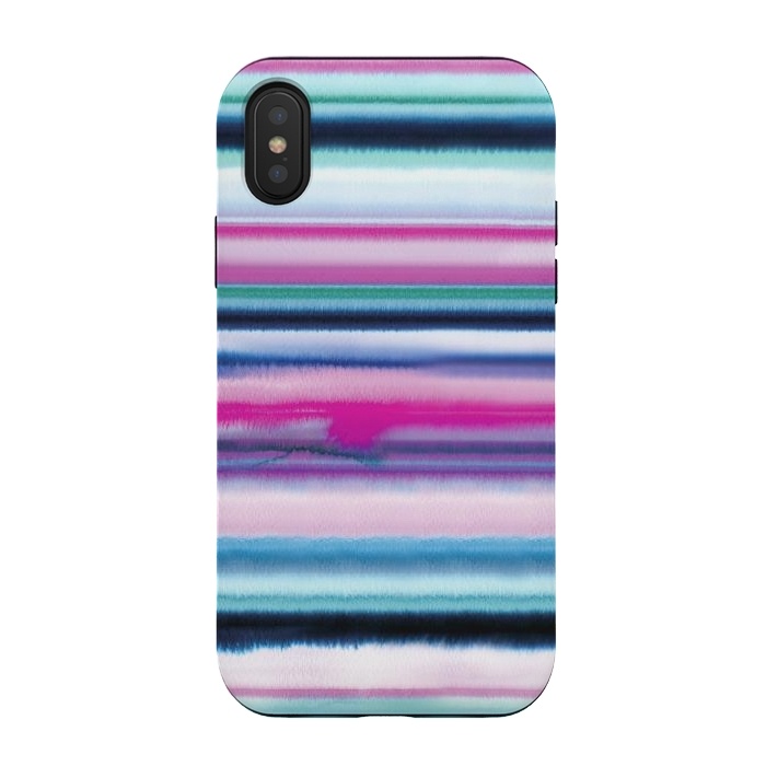 iPhone Xs / X StrongFit Ombre Stripes Watercolor Pink by Ninola Design