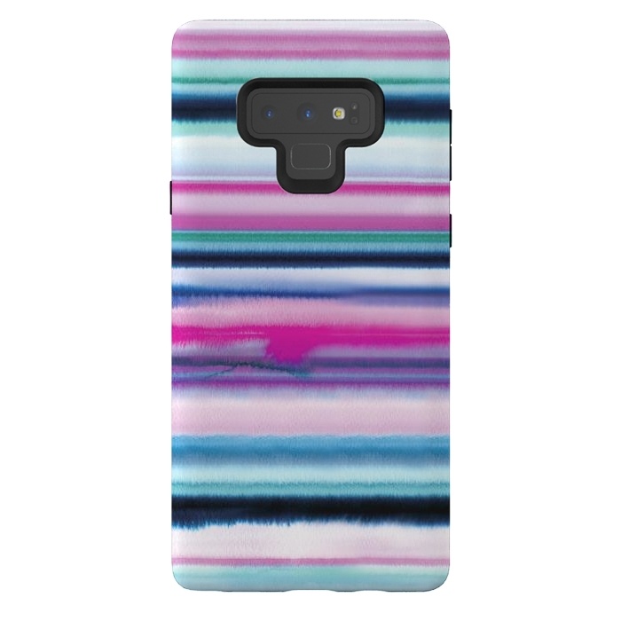 Galaxy Note 9 StrongFit Ombre Stripes Watercolor Pink by Ninola Design