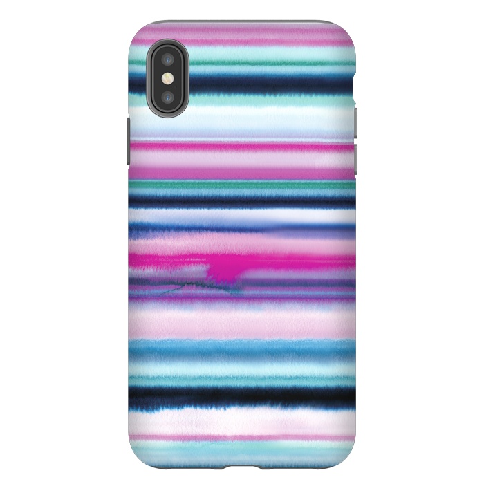iPhone Xs Max StrongFit Ombre Stripes Watercolor Pink by Ninola Design