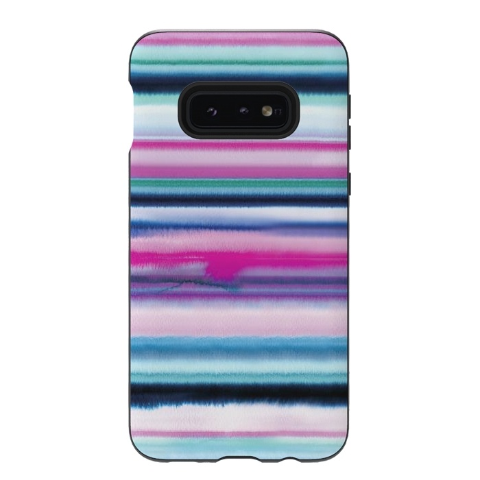 Galaxy S10e StrongFit Ombre Stripes Watercolor Pink by Ninola Design