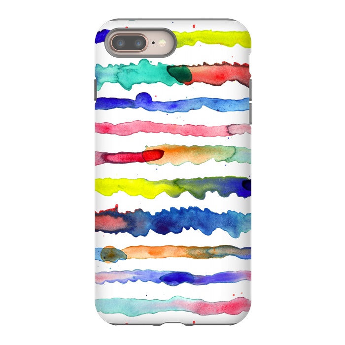 iPhone 7 plus StrongFit Gradient Watercolor Lines Blue by Ninola Design