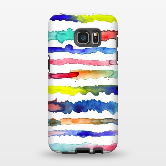 Galaxy S7 EDGE StrongFit Gradient Watercolor Lines Blue by Ninola Design