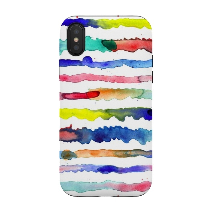 iPhone Xs / X StrongFit Gradient Watercolor Lines Blue by Ninola Design