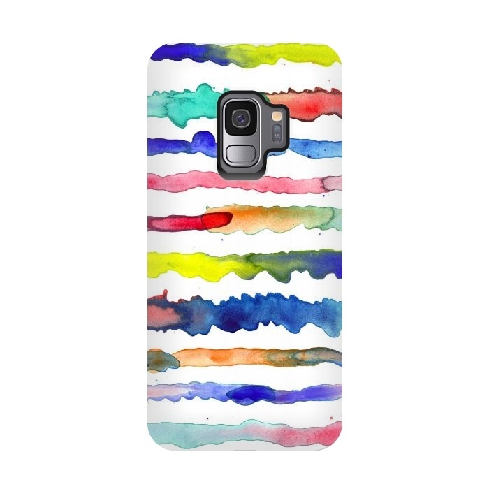 Galaxy S9 StrongFit Gradient Watercolor Lines Blue by Ninola Design